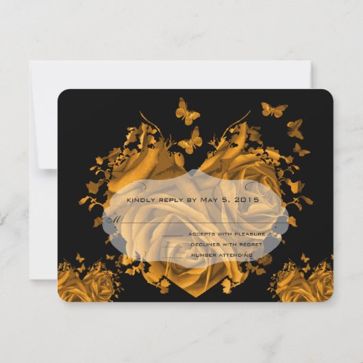 Rozen met goudhart en botervliegen RSVP (Achterkant)