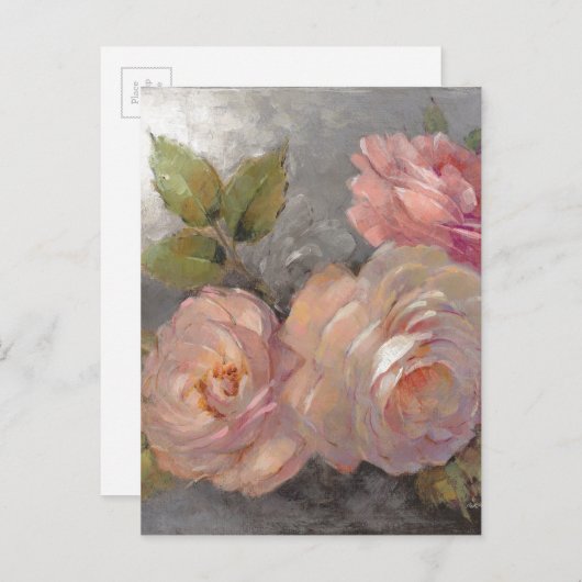 Rozen met grijs briefkaart (Voorkant / Achterkant)