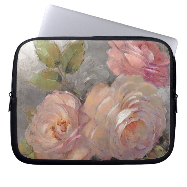Rozen met grijs laptop sleeve (Voorkant)