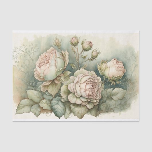 Rozen met groene hooglichten tissuepapier (Voorkant)