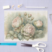 Rozen met groene hooglichten tissuepapier (Craft)