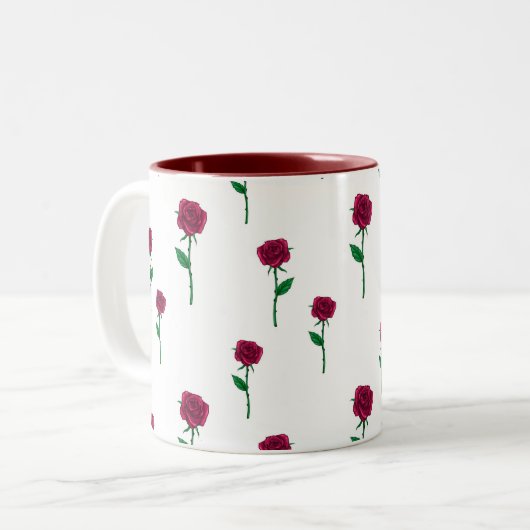 Rozen met het ontwerp van stamromantische Valentij Tweekleurige Koffiemok (Voorkant links)