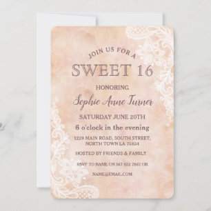 Rozen met  kant Oud papier SWEET 16 Kaart