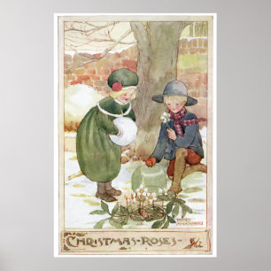 Rozen met kerstmis door Anne Anderson Poster