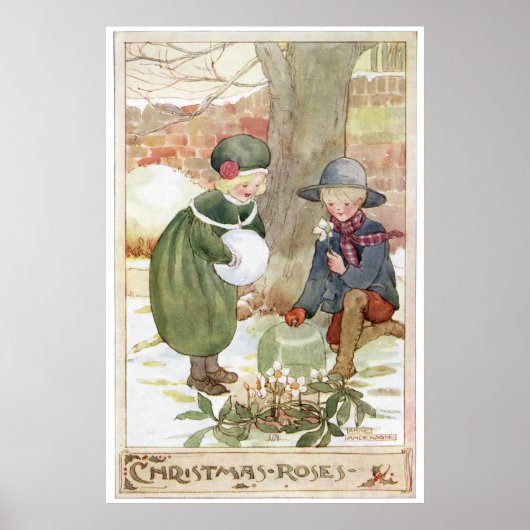 Rozen met kerstmis door Anne Anderson Poster (Voorkant)