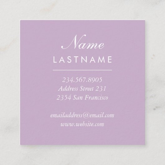 Rozen met Paarse Waterverf Botanische Artistiek Vierkante Visitekaartje (Achterkant)