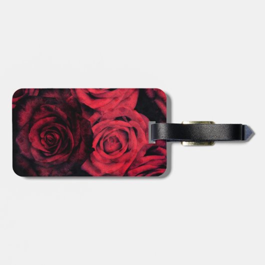 Rozen met rode en zwarte haarvlek bagagelabel (Achterkant horizontaal)