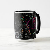 Rozen met rood en Violet Neon op zwarte BG Mok (Voorkant rechts)