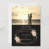 Rozen met Roos Gold Geometric Photo Save the Date (Voorkant)