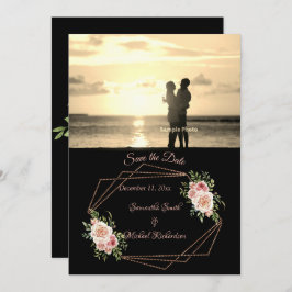 Rozen met Roos Gold Geometric Photo Save the Date