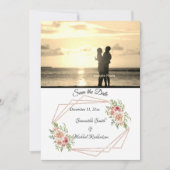 Rozen met Roos Gold Geometric Photo Save the Date (Voorkant)