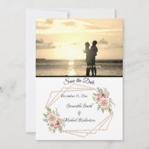Rozen met Roos Gold Geometric Photo Save the Date