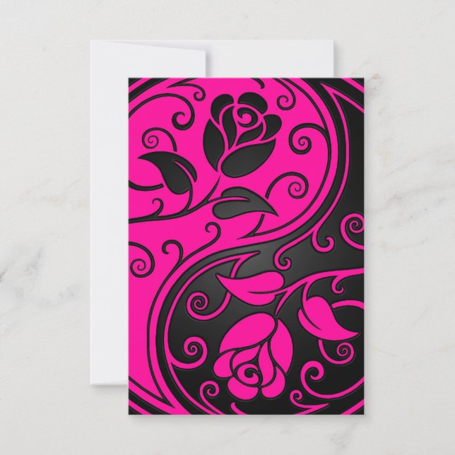 Rozen met roze en zwarte Yin Yang (Voorkant)