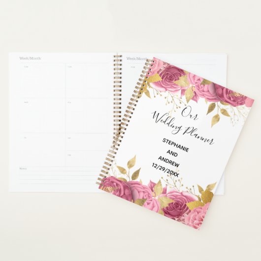 Rozen met roze goudbloem planner (Display)