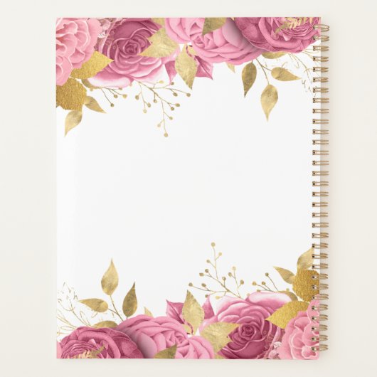 Rozen met roze goudbloem planner (Achterkant)