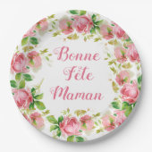 rozen met roze verf - Franse Moederdag Papieren Bordje (Voorkant)