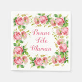 rozen met roze verf - Franse Moederdag Servet (Voorkant)