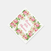 rozen met roze verf - Franse Moederdag Servet (Hoek)