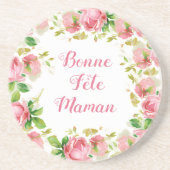  rozen met roze verf - Franse Moederdag Zandsteen Onderzetter (Voorkant)