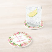  rozen met roze verf - Franse Moederdag Zandsteen Onderzetter (Zijkant)