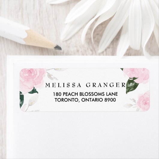 Rozen met roze Waterverf Keer het Adres op label t (Insitu)