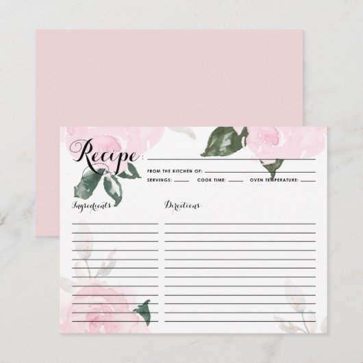 Rozen met roze Waterverf Ontvang Kaart (Voorkant / Achterkant)