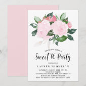 Rozen met roze Waterverf zoete zestien partij Kaart (Voorkant / Achterkant)