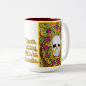 Rozen met schedel tweekleurige koffiemok (Voorkant rechts)