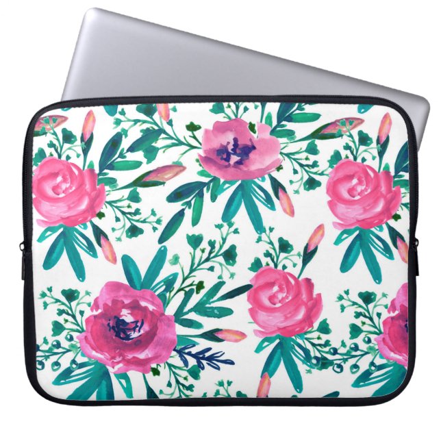 Rozen met staafjes en groene luiers laptop sleeve (Voorkant)