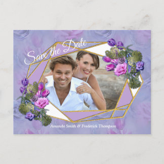 Rozen met violetblauwe Waterverf en tulpen met Gol Aankondigingskaart