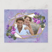 Rozen met violetblauwe Waterverf en tulpen met Gol Aankondigingskaart (Voorkant)