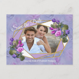 Rozen met violetblauwe Waterverf en tulpen met Gol Aankondigingskaart