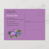 Rozen met violetblauwe Waterverf en tulpen met Gol Aankondigingskaart (Achterkant)