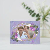 Rozen met violetblauwe Waterverf en tulpen met Gol Aankondigingskaart (Staand voorkant)