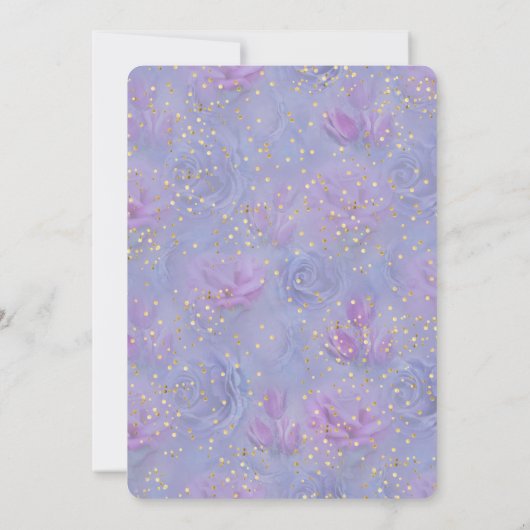 Rozen met violetblauwe Waterverf en tulpen met Gol Kaart (Achterkant)