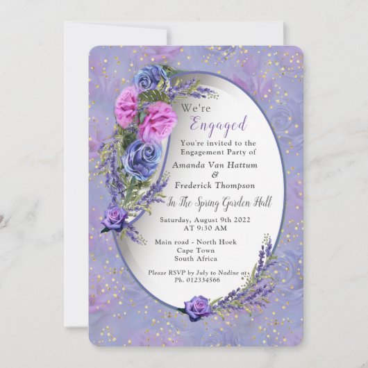 Rozen met violetblauwe Waterverf en tulpen met Gol Kaart (Voorkant)