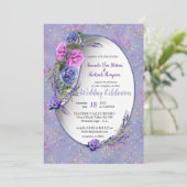 Rozen met violetblauwe Waterverf en tulpen met Gol Kaart (Staand voorkant)