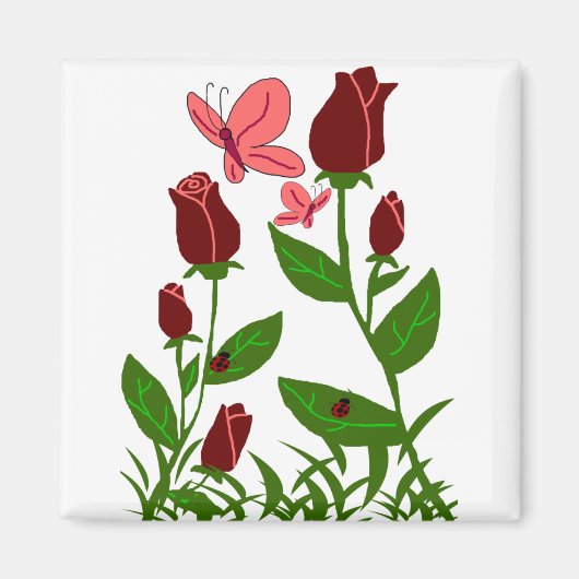 Rozen met vlindermagneet magneet (Voorkant)