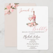 Rozen met wijnglazen flesjes Brunch en bubbelig Kaart (Voorkant / Achterkant)