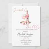 Rozen met wijnglazen flesjes Brunch en bubbelig Kaart (Voorkant)