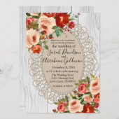 Rozen met witte rode bloemen Rustic Weddenschap I Kaart (Voorkant / Achterkant)