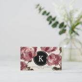  Rozen met zwart monogram Visitekaartje (Staand voorkant)