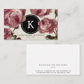  Rozen met zwart monogram Visitekaartje (Voorkant / Achterkant)