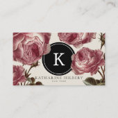  Rozen met zwart monogram Visitekaartje (Voorkant)