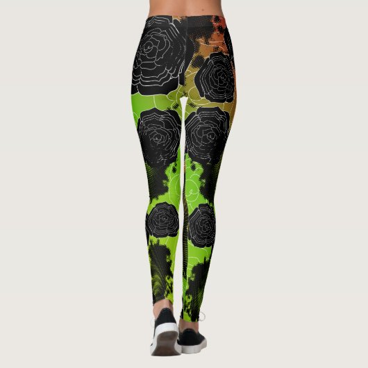 Rozen met zwarte diepte — Rasta Leggings (Achterkant)