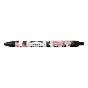 Rozen met zwarte en witte strepen inkt pen