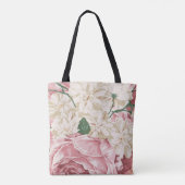 Rozen met zwarte en witte strepen tote bag (Achterkant)