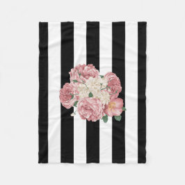 Rozen met zwarte en witte tapes fleece deken