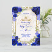 Rozen Mexicaans meisje Charra Mis Quince Kaart (Staand voorkant)