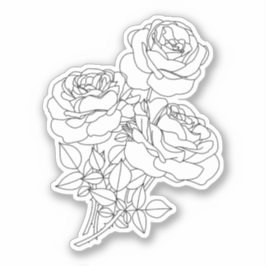Rozen Minimal Line Art Tekening Sticker